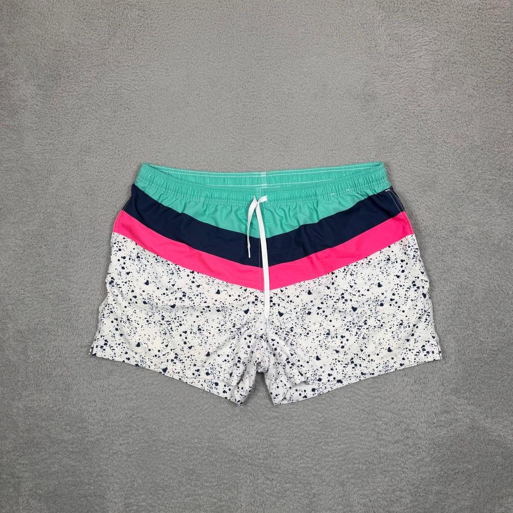 Chubbies Mens 2XL Swim Trunks Multicolor Stripe Paint Splatter Pink Blue Summer